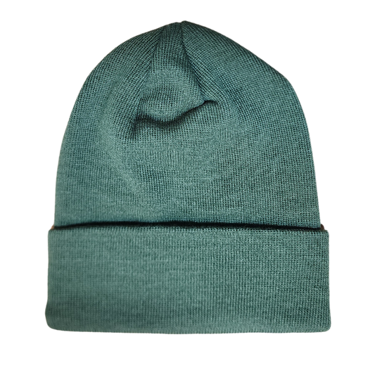 Cuffed Beanie with Custom Engraved Leather Patch - All Sizes