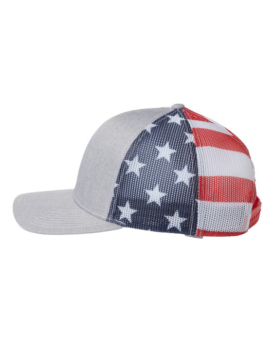 USA Stars and Stripes Hat with Custom Engraved Leather Patch - Kati