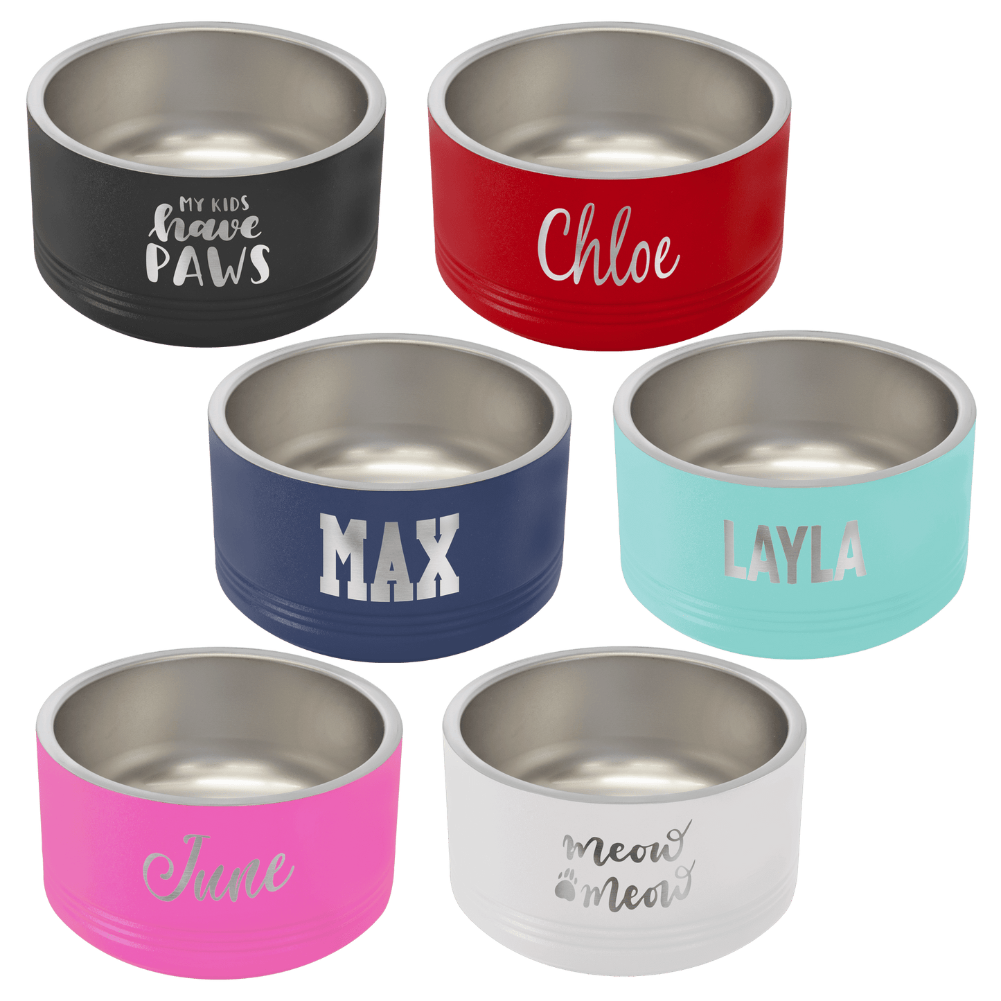 Custom Pet Bowls - Stainless Steel, Personalized Engraving