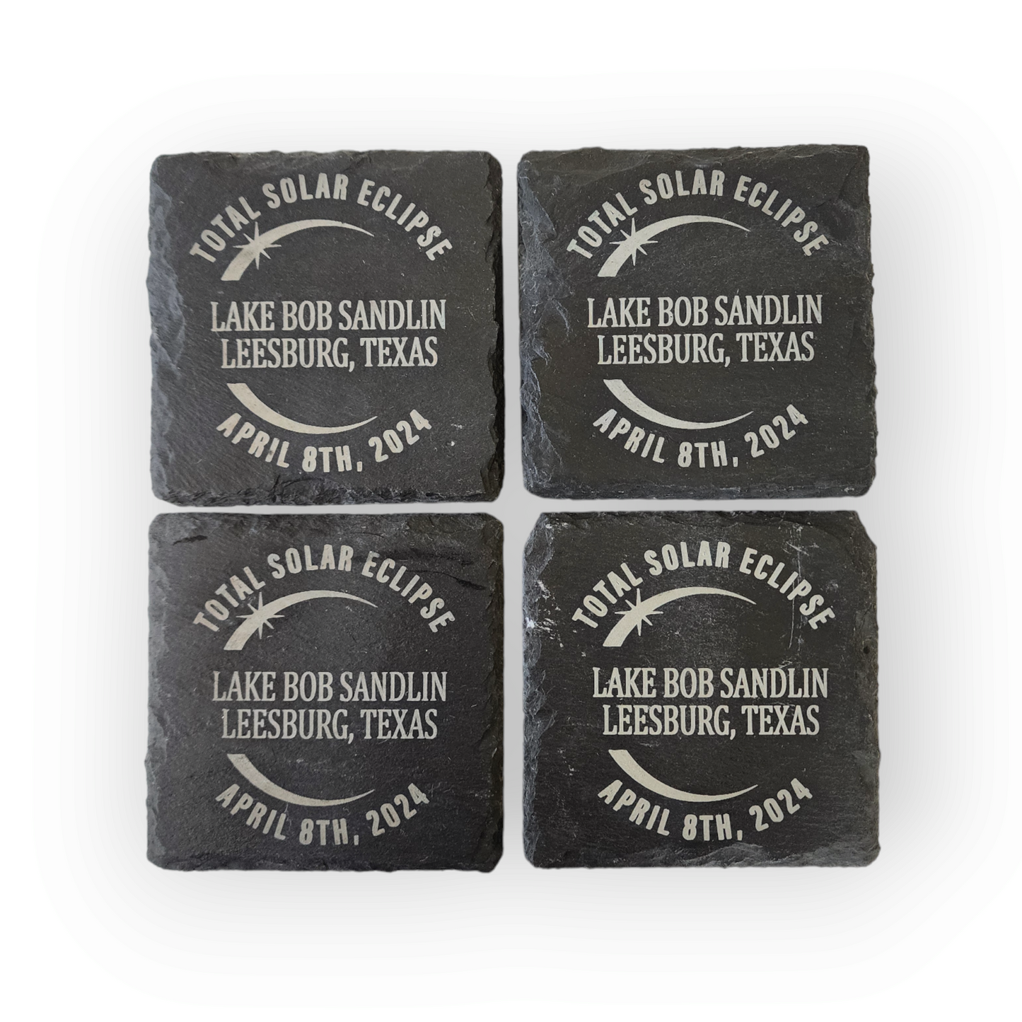 Total Solar Eclipse 2024 Slate Coasters, Path of Totality State Slate Coasters for Solar Eclipse, April 8th 2024