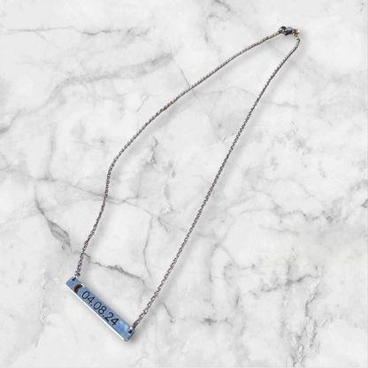 Moon Cutout Horizontal Bar Stainless Steel Necklace