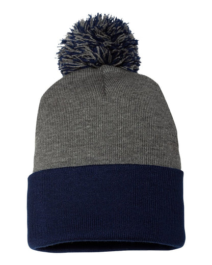 Pom Cuffed Beanie with Custom Patch