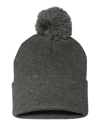 Pom Cuffed Beanie with Custom Patch