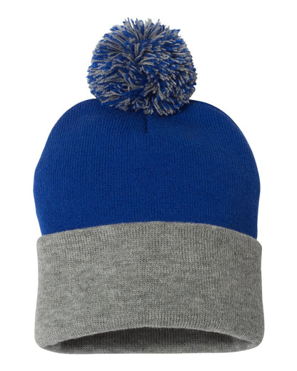 Pom Cuffed Beanie with Custom Patch