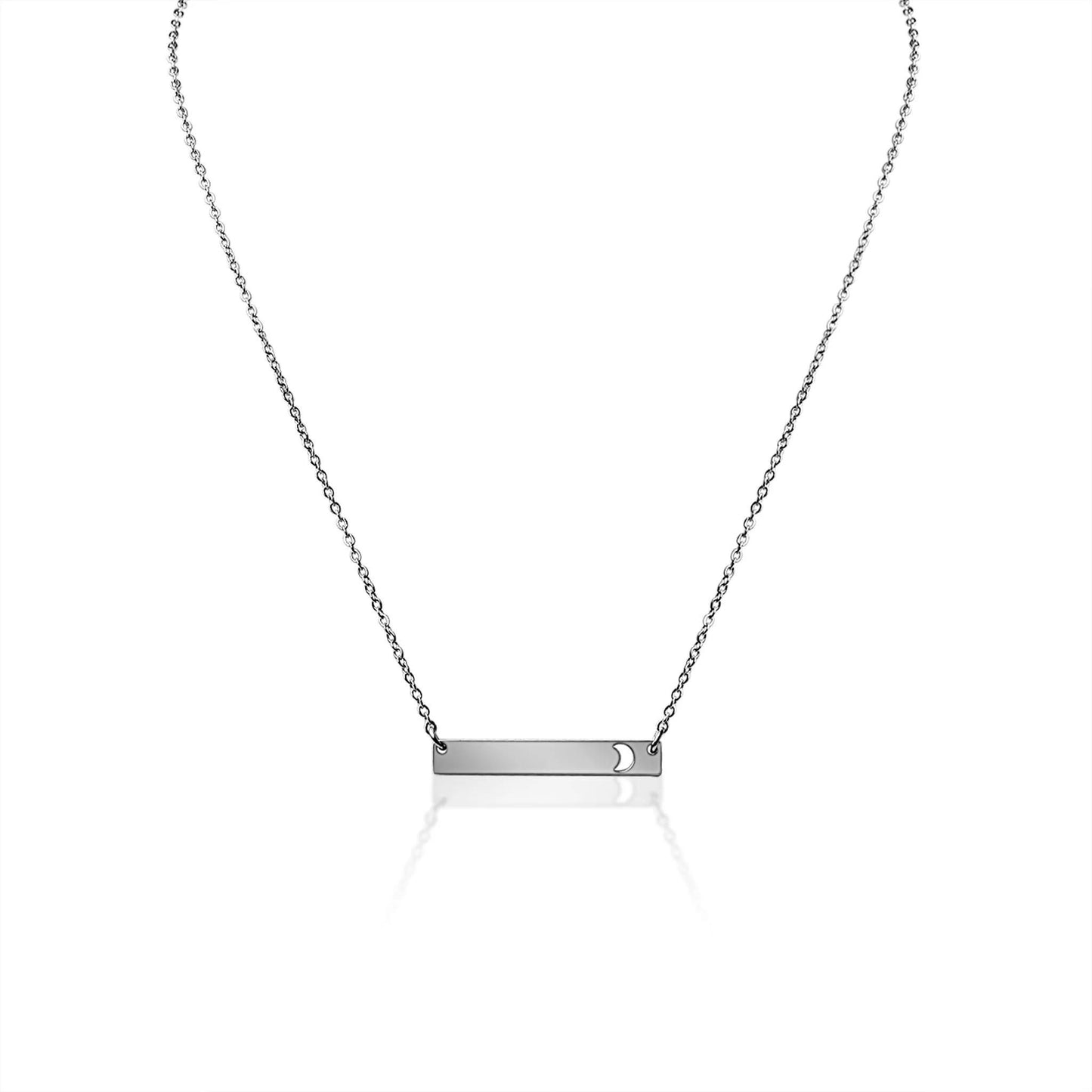 Moon Cutout Horizontal Bar Stainless Steel Necklace