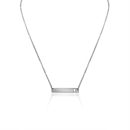 Moon Cutout Horizontal Bar Stainless Steel Necklace