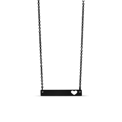 Heart Cutout Horizontal Bar Stainless Steel Necklace