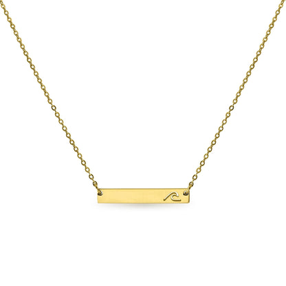 Wave Cutout Horizontal Bar Stainless Steel Necklace