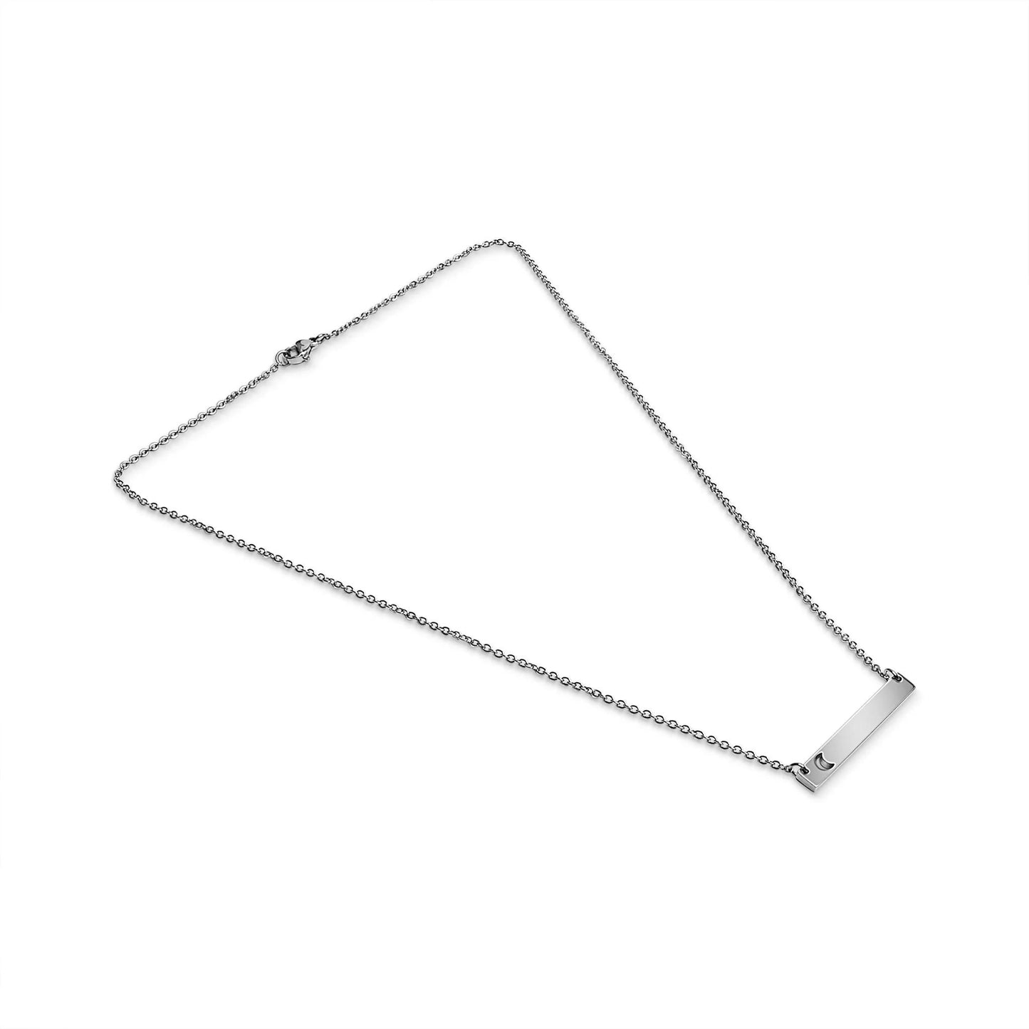 Moon Cutout Horizontal Bar Stainless Steel Necklace