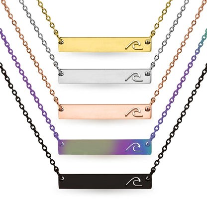 Wave Cutout Horizontal Bar Stainless Steel Necklace