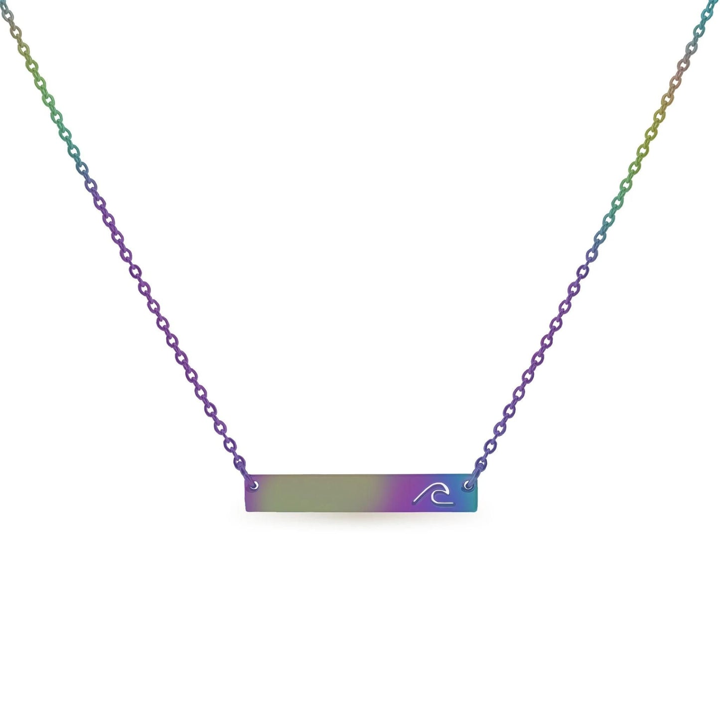 Wave Cutout Horizontal Bar Stainless Steel Necklace