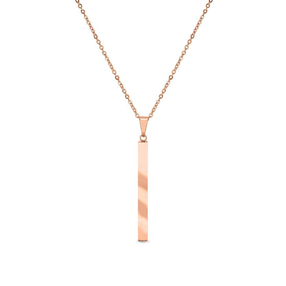 Square 4 Sided Vertical Bar Stainless Steel Necklace with Top Bail