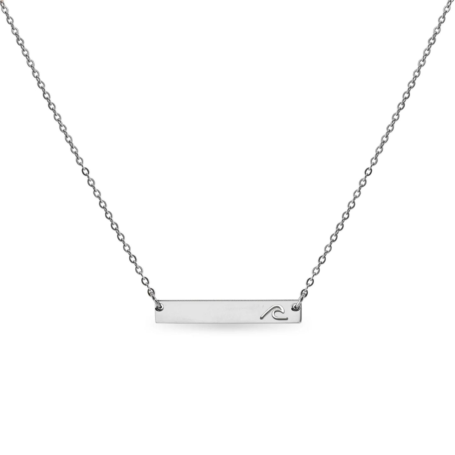 Wave Cutout Horizontal Bar Stainless Steel Necklace