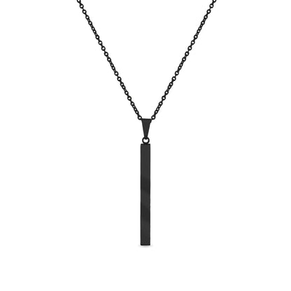 Square 4 Sided Vertical Bar Stainless Steel Necklace with Top Bail