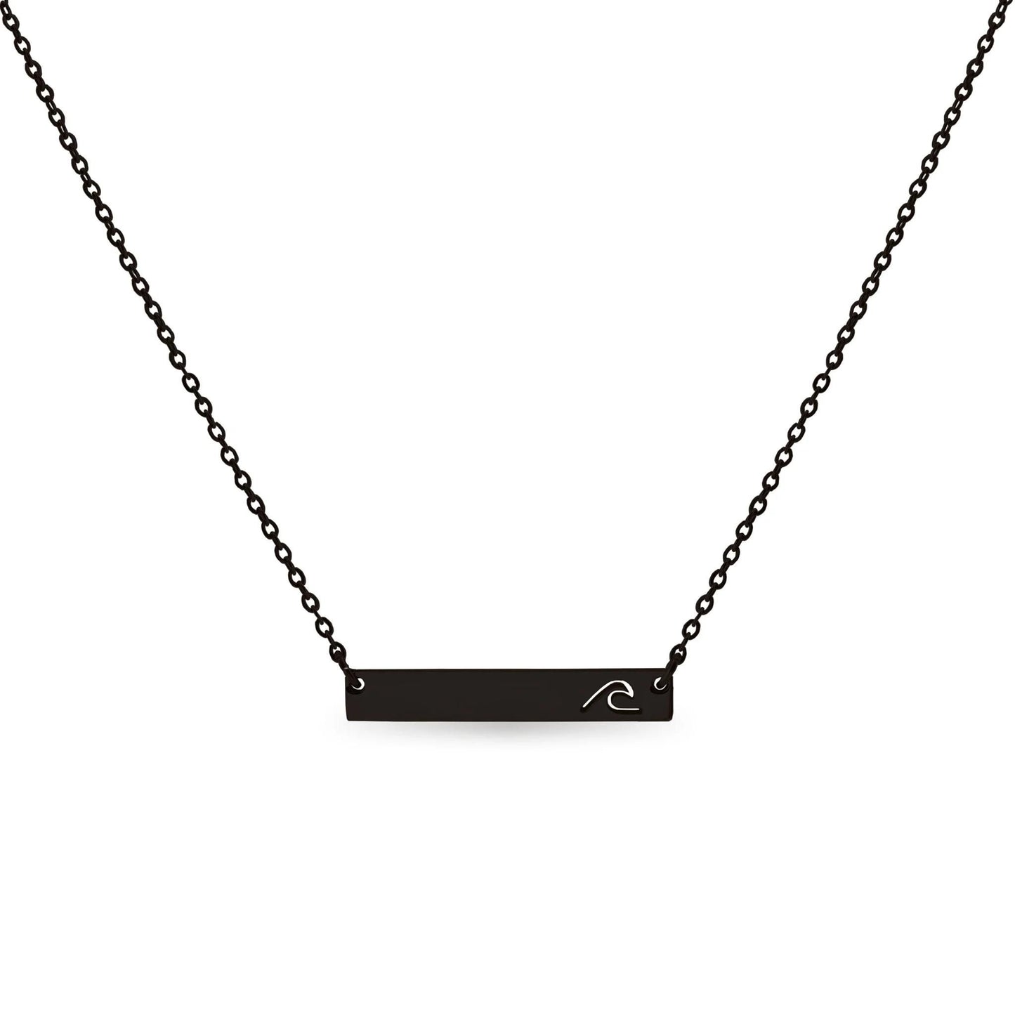 Wave Cutout Horizontal Bar Stainless Steel Necklace