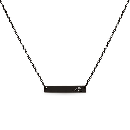 Wave Cutout Horizontal Bar Stainless Steel Necklace