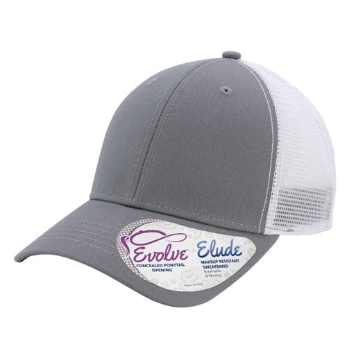 Ponytail Trucker Hat with Custom Engraved Leather Patch - Infinity Her Charlie